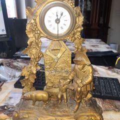 Antique French Napoleon Bronze Gilted Mantel Clock