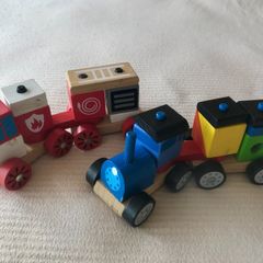 Wooden Train/ Fire truck