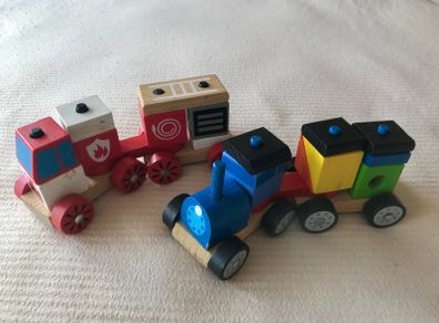 Wooden Train/ Fire truck
