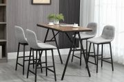 Bar Table with Bar Stools in Industrial Design, Button Tufting, 120 cm x 60 cm x 91 cm, Gray + Black