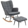 Rocking chair with ottoman, comfortable, up to 130 kg, linen look, 64x89x90cm, Gray Image 3