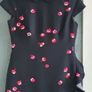 Kate Spade black falling floral ruffle detail dress with pink/red petals Sz 4 (Fit 10 UK) - Rrp 398 Dollars Image 2