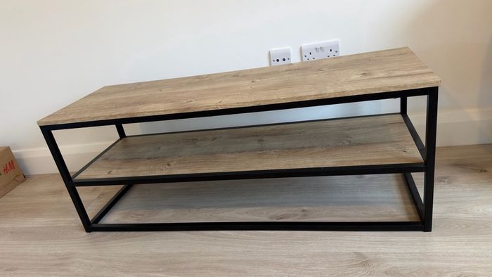 TV Unit . TV stand . TV Bench Black & Oak Effect, 120cm