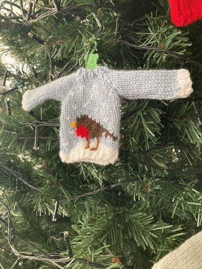 Handknit mini jumpers Xmas tree decorations