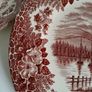 Transferware plates, farmhouse plate, red transferware Image 6