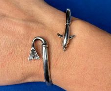 Sterling Silver Dolphin Cuff Bracelet