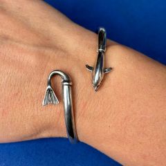 Sterling Silver Dolphin Cuff Bracelet