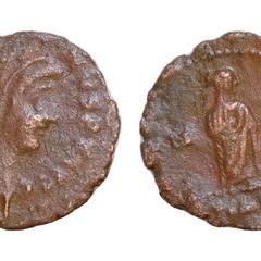 Divus Constantine I. Died A.D. 337. AE Follis 14mm, 1.2 g, Vailed Constantine