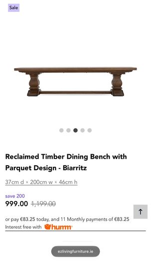 Dining Bench 200cm Vintage Ash Monastery