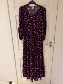 Scamp & Dude black pink stars tie neck maxi dress size 10