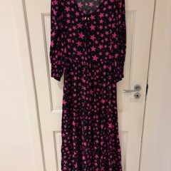Scamp & Dude black pink stars tie neck maxi dress size 10