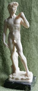 Vintage Sculpture of Statue of David in Resin by A. Santini Italy Male Nude Vintage  Italy 1960