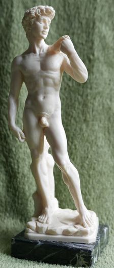 Vintage Sculpture of Statue of David in Resin by A. Santini Italy Male Nude Vintage  Italy 1960