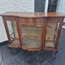 Velvet lined Display Cabinet Antique vintage Edwardian Mahogany Serpentine glass bow fronted display cabinet Image 9