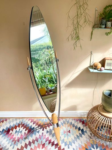 Rare Vintage 80's Japanese Floor Mirror, Dulton, Free Standing, Full Length
