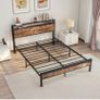 King Size Bed Frame with Storage Wooden Headboard Image 7