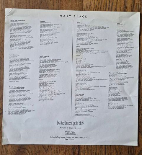 Mary Black By The Time it Gets Dark Vinyl