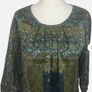 Jensen Ladies Green Satin Tunic Blouse Floral & Paisley Print Uk 14 Includes Postage Image 8
