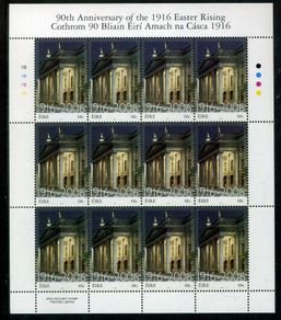 2006 Ireland 90th Anniversary of the 1916 Rising Commemorative Stamp Sheetlet Plate 1B1B1B1B Mint Never Hinged (MNH)