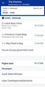 Dublin-Edinburgh Flights One way Monday 29th June