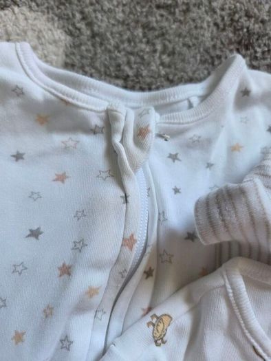 3 x Double zipper Rompers / Short Sleepsuits / Babygros (9-12 months)