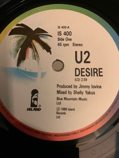 U2 - Desire UK 7 inch Original Vinyl 1988 Island Records