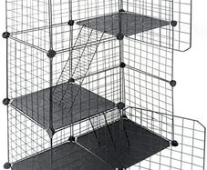 3 Tier Pet Playpen DIY Small Animal Cage Guinea Pig Rabbits Hamster Bunny Puppy Cat Metal Exercise Fence Enclosure Run Cage Metal with 3 Doors 2 Ladders 24 Panels Black 109 x 75 x 39 cm