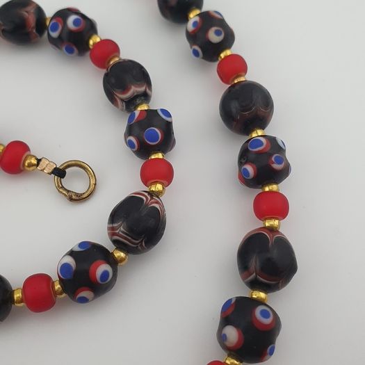 Antique Venetian Style Trade & Venetian WhiteHeart Glass Beads Necklace