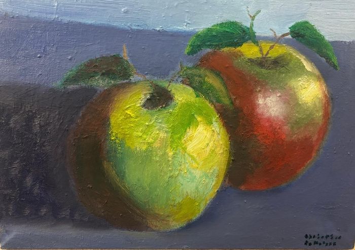 Two still life apples scene