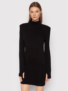 Remain Birger Christensen Black Knitted High Neck Mini Sweater Dress RRP 150E