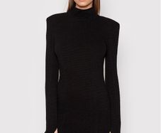 Remain Birger Christensen Black Knitted High Neck Mini Sweater Dress RRP 150E