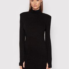 Remain Birger Christensen Black Knitted High Neck Mini Sweater Dress RRP 150E
