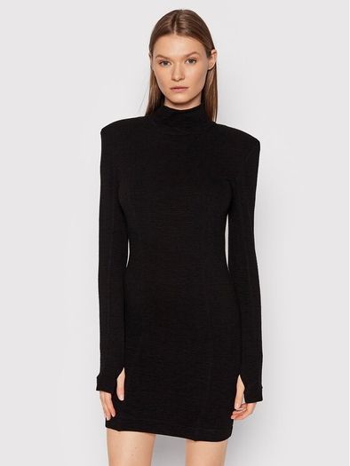 Remain Birger Christensen Black Knitted High Neck Mini Sweater Dress RRP 150E