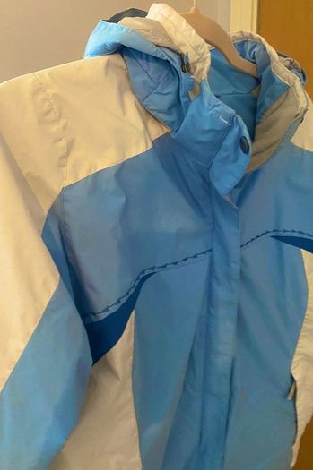 Columbia Womens Jacket M Blue White 2 In 1 Interchange Removable Hood