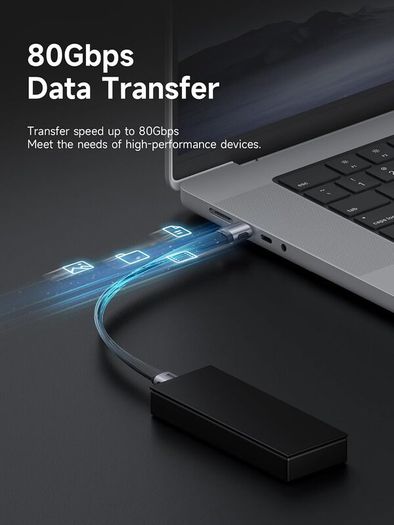 Hagibis USB4 2.0 Cable 80Gbps 240W Thunderbolt 5, 0.5FT Straight
