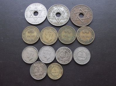 British West Africa. A Lot of 13 coins (1939-2052)