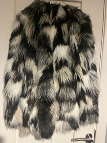 Black and white fur jacket