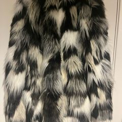 Black and white fur jacket