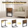 C Shaped Side Table Foldable Laptop Table, Sturdy Steel Frame Base Support Image 3
