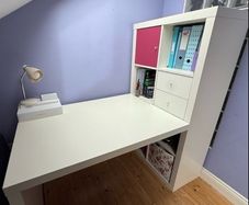 Attractive White Desk with Bookshelves attached