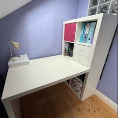 Attractive White Desk with Bookshelves attached