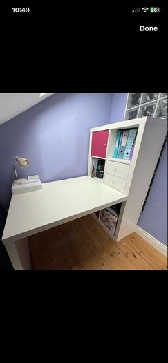 Attractive White Desk with Bookshelves attached