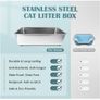Stainless Steel Cat Litter Box, Large Metal Litter Tray for Cats Rabbits, Never Absorb Odors, Stain Free, Rustproof, Non Stick Smooth Surface Image 4