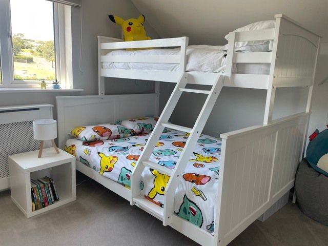 Harvey Norman Triple Bunk Bed, Double and Single, White, Mattresses Included