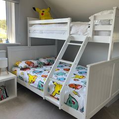 Harvey Norman Triple Bunk Bed, Double and Single, White, Mattresses Included