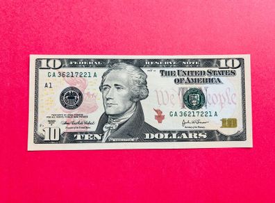 Usa  10 Dollars     2004  Letter  (  A1  )  Boston ( Uncirculated )