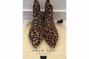 Twin Set Leopard Print Leather Ankle Boots Size Uk 6