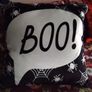 Bedlam Brand Boo Halloween Cushion in Black Image 4