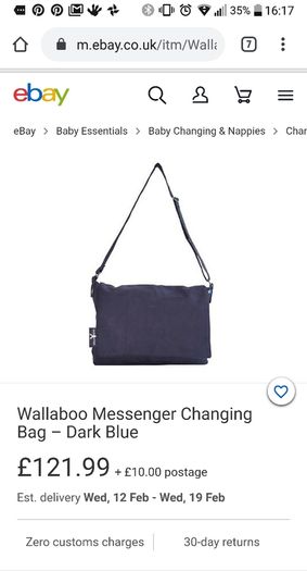 Wallaboo changing bag in suede navy