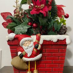 Fake poinsettia in Decorative plant pot